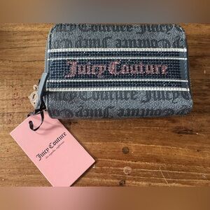 Juicy Couture Denim Blue and Pink Embellished Wallet